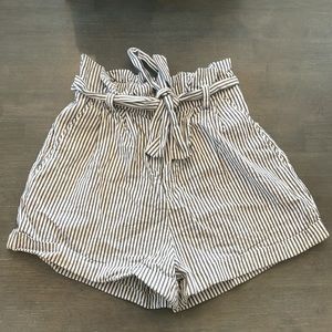 Striped paper bag shorts